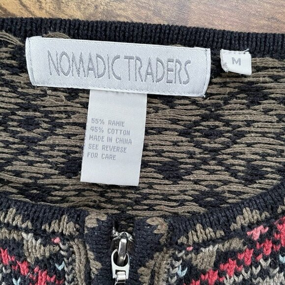 Nomadic Traders Womens Cardigan Sz Medium Full Zip Nordic Pattern Knit Sweater - Picture 7 of 7